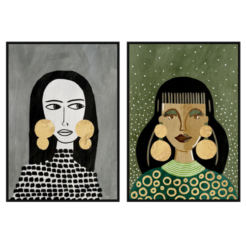 Lienzo Mujer Pendientes