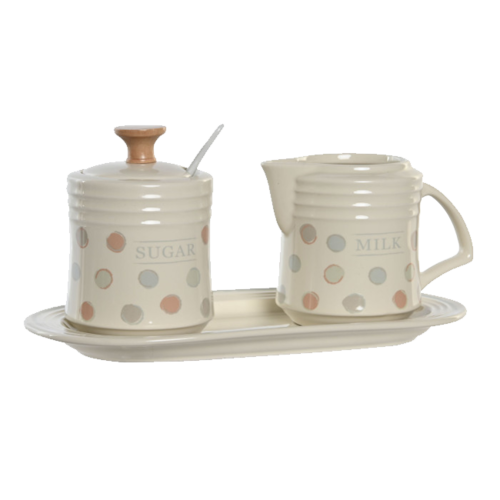 Set azucarero y lechera TOPITOS BEIGE 