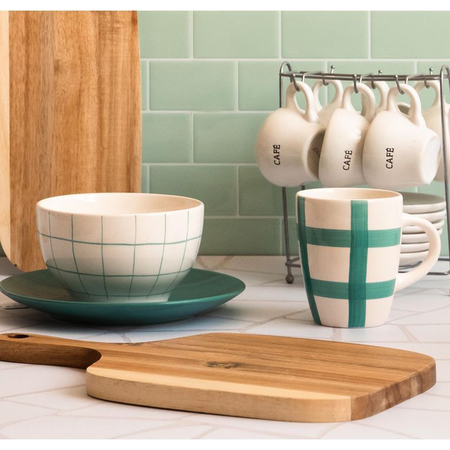 Mug CUADROS TURQUESA