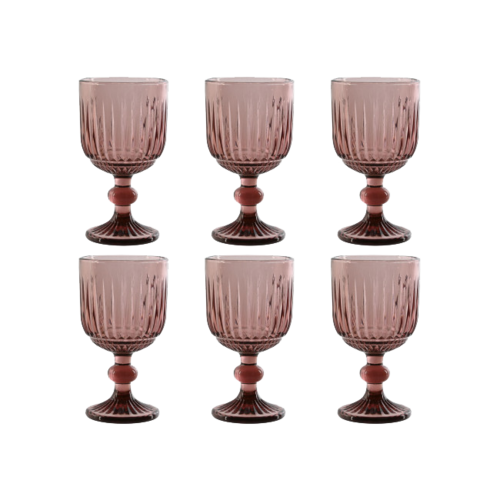 Set de 6 copas RAYADO ROSA 