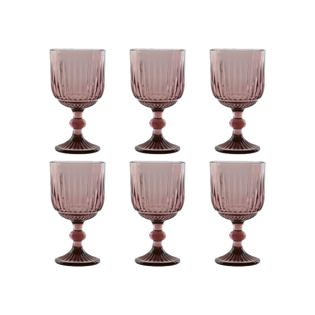 Set 6 copas RAYADO ROSA 380ml