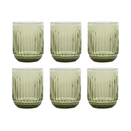 Set 6 vasos RAYADO verde