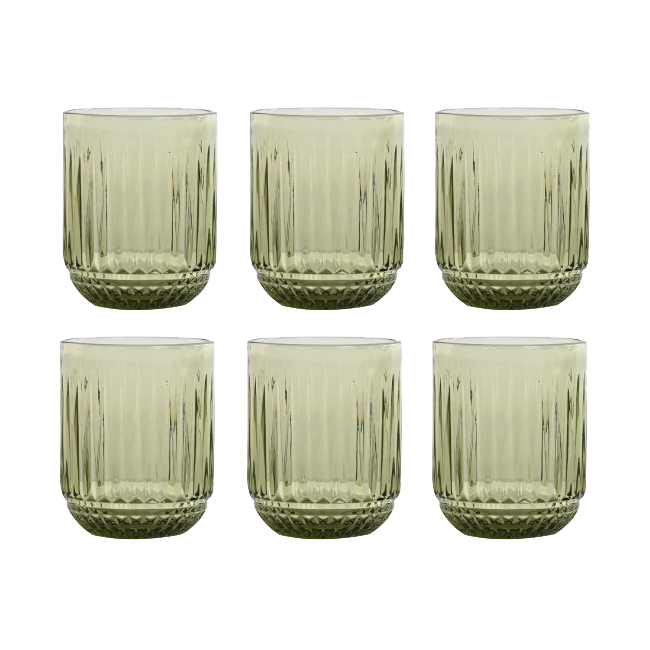 Set 6 vasos RAYADO verde