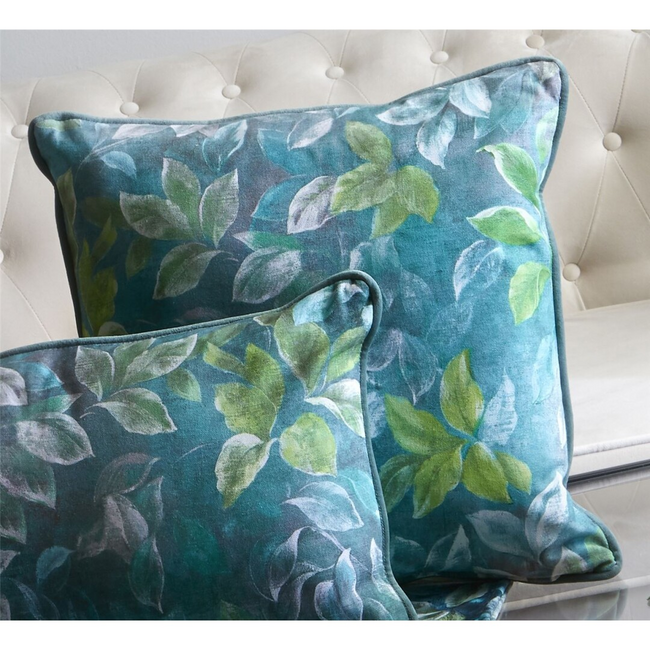 Cojín HOJAS TURQUESA cuadrado