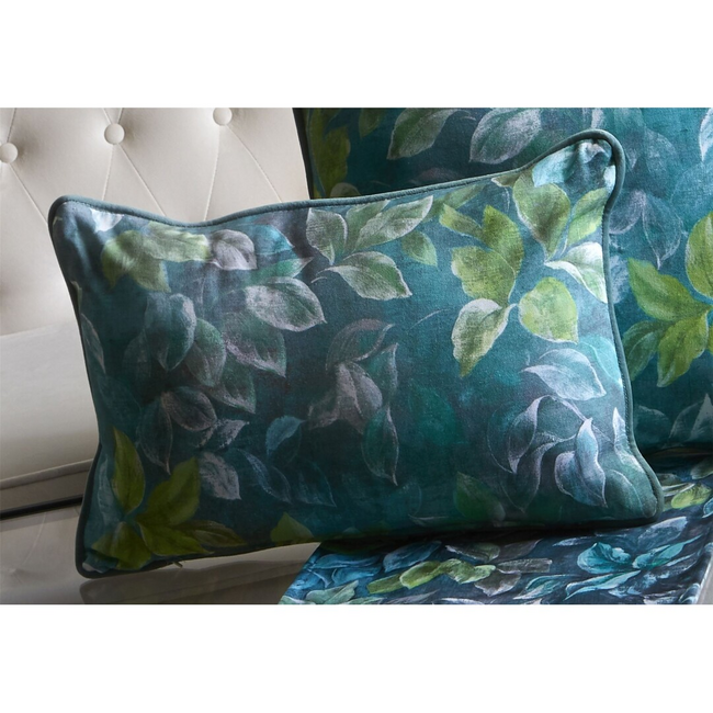 Cojín HOJAS TURQUESA rect.