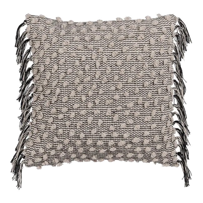 COJÍN BEIGE-NEGRO ALGODÓN DECORACIÓN 45 X 45 CM