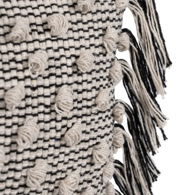 COJÍN BEIGE-NEGRO ALGODÓN DECORACIÓN 45 X 45 CM