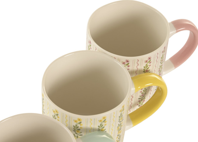 MUG PORCELANA 12,5X8,5X10 385ML FLORES 4 SURT. PC-227795