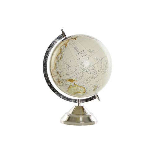 Globo terráqueo Plata